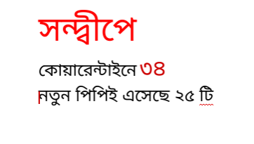 কোয়ারেন্টাইনে ৩৪ জন, নতুন পিপিই এসেছে ২৫ টি